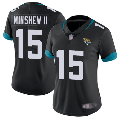Nike Jacksonville Jaguars #15 Gardner Minshew II Black Team Color Women Stitched NFL Vapor Untouchable Limited Jersey->women nfl jersey->Women Jersey